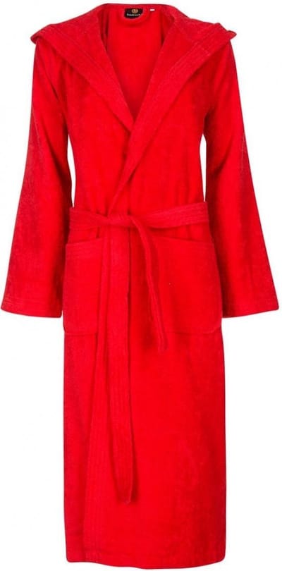 Unisex badjas rood- badjas dames - badjas heren - badstof katoen - capuchon - maat XS