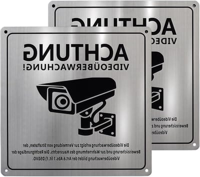 Videobewaking Bord - Camerabewaking Teken - Perceel Beveiligen - Zelfklevend Aluminium - 15 x 15 cm - Zwart/Zilver