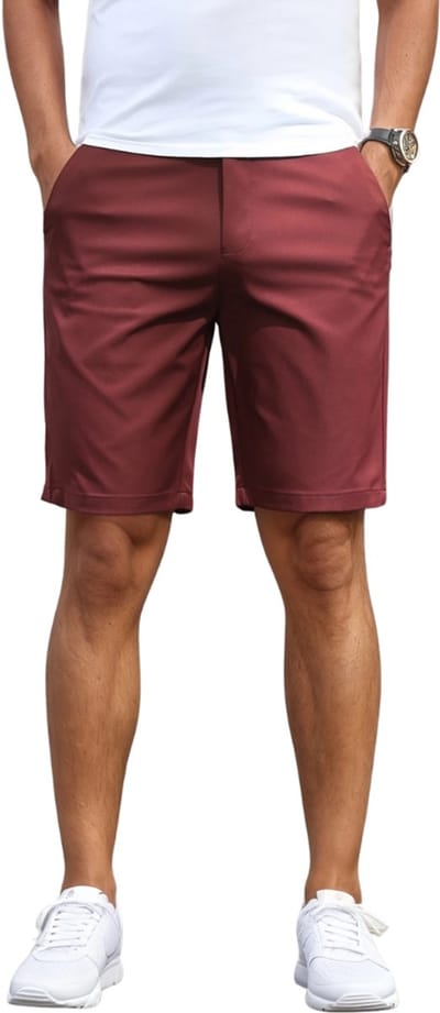 Livano Korte Broek Heren - Golfbroek - Spijkerbroek - met Zakken - Volwassenen - Jongens - Shorts - Bordeauxrood - Maat S