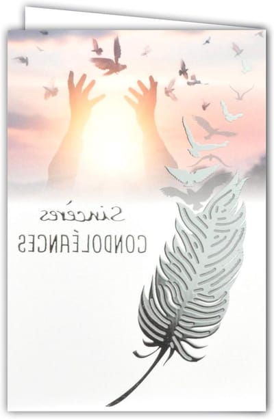 Noodkaart rouw - Condoleancekaart rouwkaart - Nabestaanden condoleren - Afbeelding vogels zonsondergang - 18 x 12 cm - Grijs