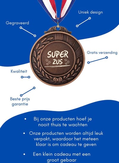 Akyol - super zus medaille bronskleuring - Zus - familie - cadeau