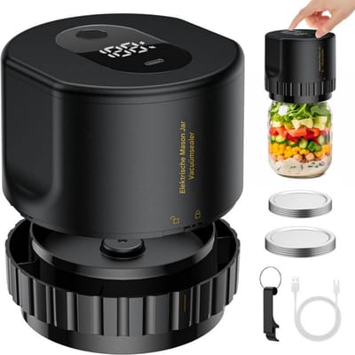 GELLDG Vacuümverzegelmachine - Vacuümverzegelmachine voor glas - Verlengt de houdbaarheid - Geschikt voor potten met brede en standaard opening (83 mm en 68 mm)