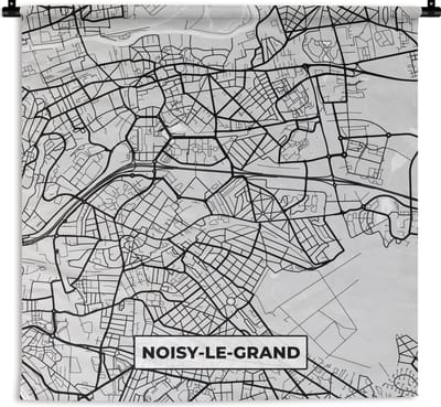 Wandkleed - Wanddoek - Frankrijk - Noisy-le-Grand - Stadskaart - Plattegrond - Kaart - 180x180 cm - Wandtapijt