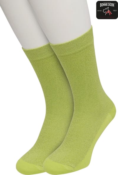 Bonnie Doon Set Katoenen Glitter Sokken Dames Licht Groen maat 36/42 - Set met 2 paar Sokken - Glitter Subtiel - Katoen met zachte Lurex - Zachte Sokken - Gladde Naden - Perfecte Pasform - 2 pack - Multipack -Evening Primros Groen - OL05113802.222