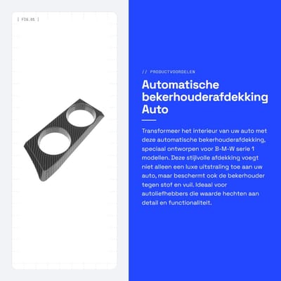 Dailygoods- Bekerhouderafdekking Automatisch - ABS - Koolstofvezelpatroon - Links Rijden - 21,5 x 9,6 x 2 cm - Duurzaam en lichtgewicht - Autobekerhouder