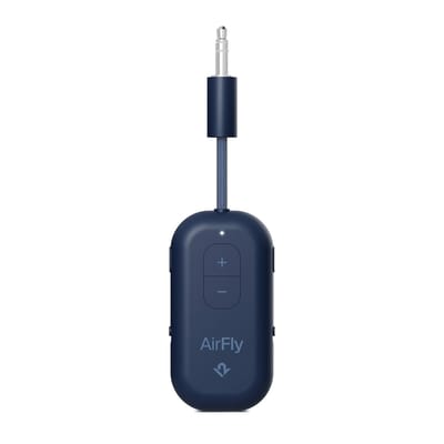 Twelve South AirFly Pro 2 – Geniet van In-Flight Entertainment met Draadloze Hoofdtelefoons – Koppel Twee Sets Draadloze Hoofdtelefoons voor Gedeeld Luisteren – Meer dan 25 Uur Batterijduur - Blauw
