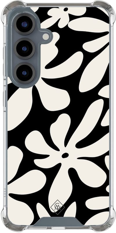 Casimoda® hoesje - Geschikt voor Samsung Galaxy S25 - Noir Bloom - Shockproof case - Extra sterk - TPU/polycarbonaat - Zwart, Transparant