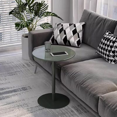 Ronde bijzettafel - Kleine tafel - Woonkamer decoratie - Volledig metalen frame - Hoogte 62cm - Zwart