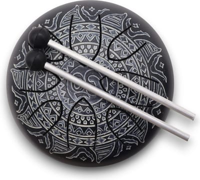 Hapi Drums - Stalen Tong Geluksdrumss Om Mandala Gegraveerd - 16cm - Tongue drum - Klankschaal - Handpan - Tong Drum - Klankschalen - Yoga Drum - Steeldrum - Muziektherapie