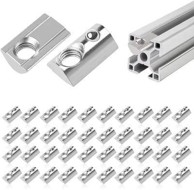 40 x M6 groove nuts - schuifmoeren met veerbol, verchroomd koolstofstaal, ideaal voor aluminium profielen van 40 mm, sterke bevestiging en veelzijdig gebruik
