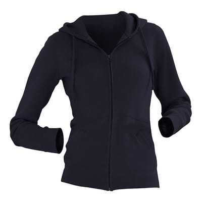 Russell Dames Premium Authentieke Hoodie met rits (3-laagse stof) (Franse marine)