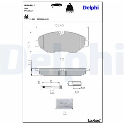Remblokkenset, schijfrem DELPHI LP2039LC