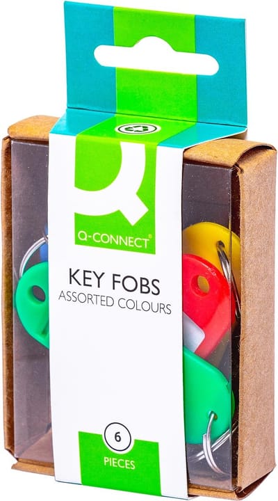 Q-CONNECT sleutelhanger | pak van 6 stuks | geassorteerde kleuren