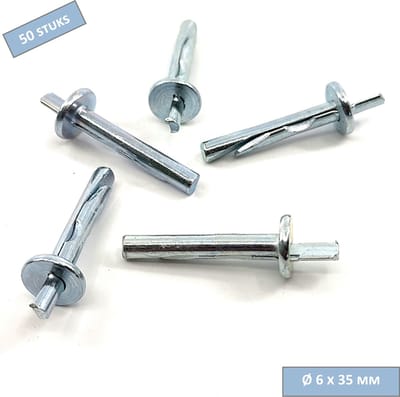 UFAST metaal slagplug - Ø 6 x 35 mm - Kraag Ø 14 mm - Verzinkt - 50 stuks