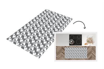 Keukenloper - Loper keuken - Patronen - Blokken - 3D - 120x60 cm - Keukenloper vinyl