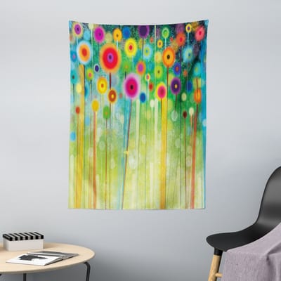 ABAKUHAUS Bloemenwandtapijt, Abstracte Kunst Paardenbloem, 110 x 150 cm, Meerkleurig