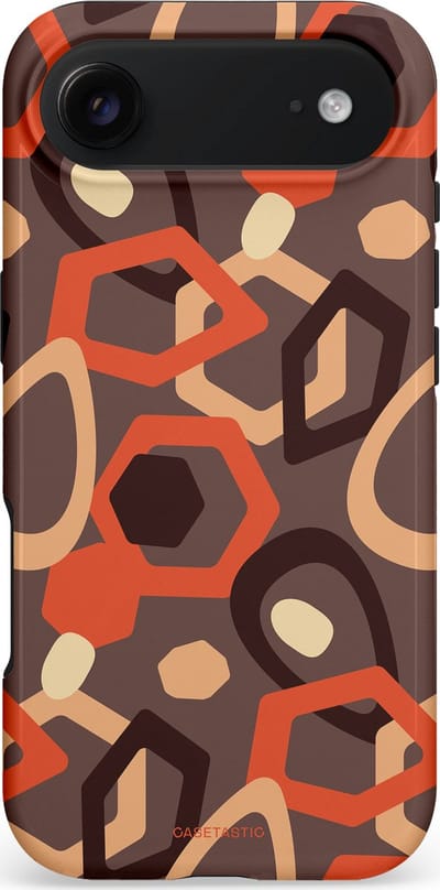 Casetastic hoesje geschikt voor Apple iPhone Air - MagSafe - Dubbellaagse bescherming - Abstracte Retro Vormen - Fashion Case - Donkergrijs Terracotta Taupe