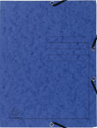 Exacompta 25x Bedrukte Elastomappen met klep - glanskarton 355g/m2 - A4 - Blauw - 55402E