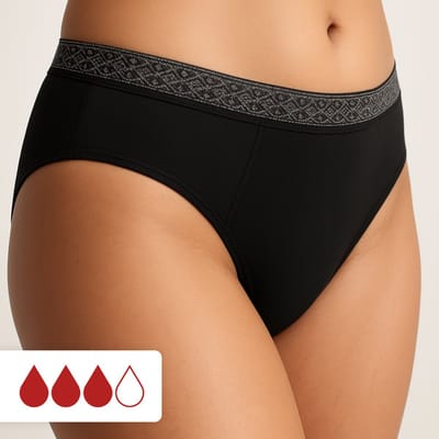 Menstruatie Ondergoed 4-laags Lekvrij Zwart met Kant - Tot 12 uur Lekvrij - Incontinentie Ondergoed - Absorberende Slip - Onderbroek - Period Underwear