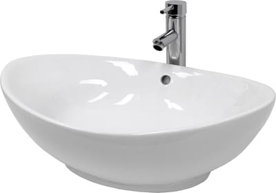 Wastafel incl. afvoergarnituur wit met overloop 59x39x20 cm wit keramiek LuxeBath