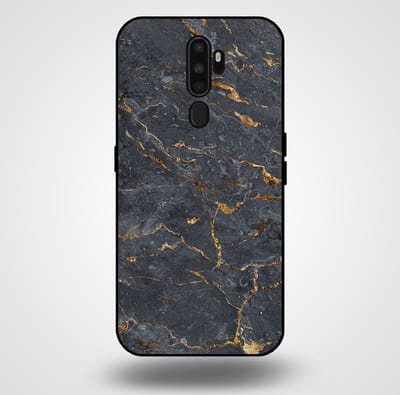 Smartphonica Telefoonhoesje voor OPPO A5 2020 met marmer opdruk - TPU backcover case marble design - Goud Grijs geschikt voor OPPO A5 (2020)