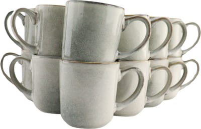 OTIX Koffiekopjes - Met Oor - Set van 12 - Koffietassen - Groot Theemok - 420ML - Aardewerk - BEECH