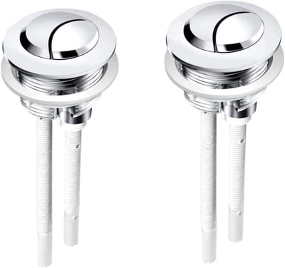 Cocoplus -Standaard wc-knop - toilet - wc-drukknop - watertank - dubbele flush - 38 mm - universeel - chroom - 2 stuks - geschikt voor de meeste soorten toilettanks - wc-knoppen met staaf voor toiletdruksystemen.