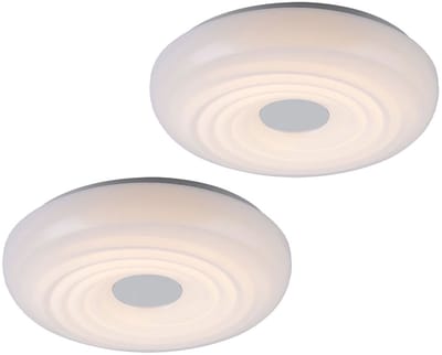 Plafondlamp LED rond wit Eetkamerlamp in wit, metaal acryl, 1x LED 15W 1240lm 3000K warm wit, DxH 35x8,5 cm, set van 2