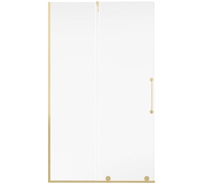 Vente-unique Italiaanse douchewand met schuifdeur van metaal met industriële stijl - Goudkleurig - 120 x 200 cm - YOREM