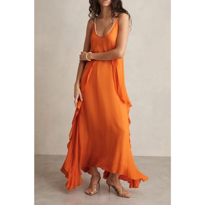Reiss Ruffle Occasion Dress Orange Size: 4 | Maxi Dresses Outlet | Dames | Oranje