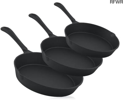 RFWR® Gietijzeren Pannenset 3-delig - Ø 16, Ø 20 en Ø 24 cm - Ideaal voor Grillen en Barbecue