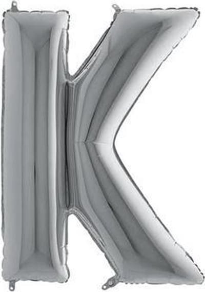 Folieballon letter K zilver (100cm)