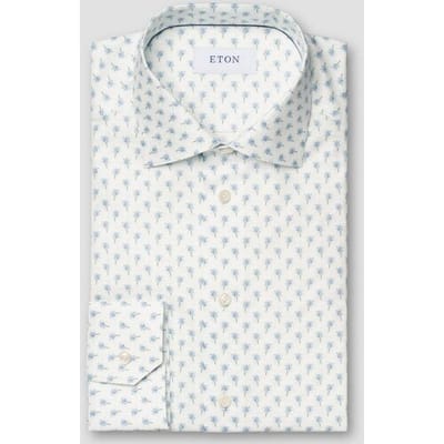 Eton Overhemd Allover Mini Palm Tree Pattern Signature Twill Licht Blauw / male