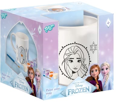 Disney Frozen mok beschilderen inkleur beker Totum speelgoed meisjes - wit keramiek incl. verfstrip en penseeltje - cadeautip knutselen