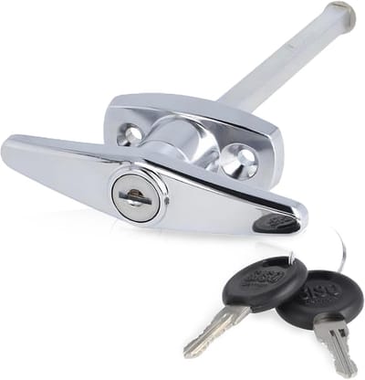 Famanu – Garage deurhendel met slot, chroom T-greep met vierkant pin, geschikt voor kanteldeuren