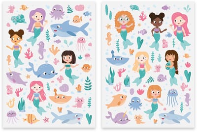 Stickers - Zeemeerminnen & Zeeleven Cartoonstyle - 2 Vellen - Scrapbook Hobby DIY Stickervel - 0,4-7cm - 178 Stuks