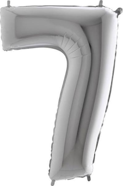 Folieballon - Cijfer 7 - zilver - Grabo Balloons - 66cm