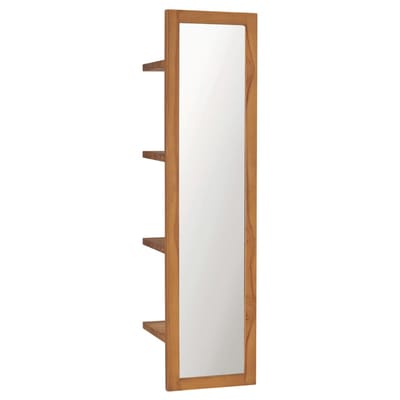 vidaXL - Wandspiegel - met - schappen - 30x30x120 - cm - massief - teakhout
