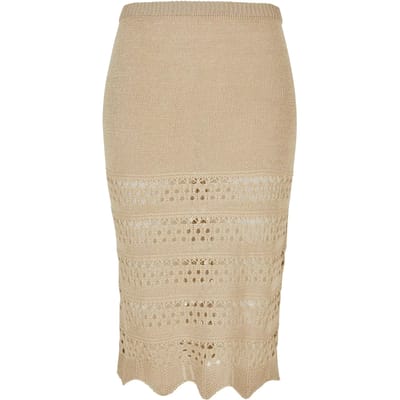 Urban Classics - 3/4 Crochet Knit Rok - XL - Beige