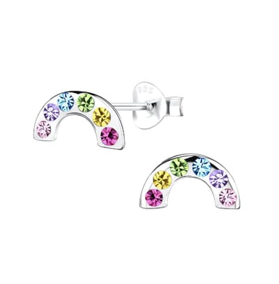 WeLoveSilver - zilveren oorstekers - regenboog - kristallen - kind