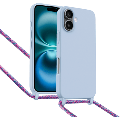 ShieldCase Hoesje met telefoonkoord (paars) geschikt voor iPhone 16 - Telefoonhoesje met koord - Beschermende case - Slanke cover