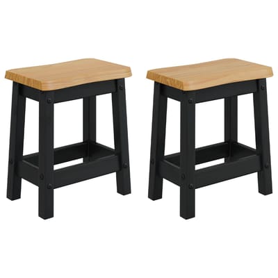 vidaXL - Barkruk - EKAI - 2 - st - Zwart - 40 - x - 29 - x - 45,5 - cm - Massief - grenenhout