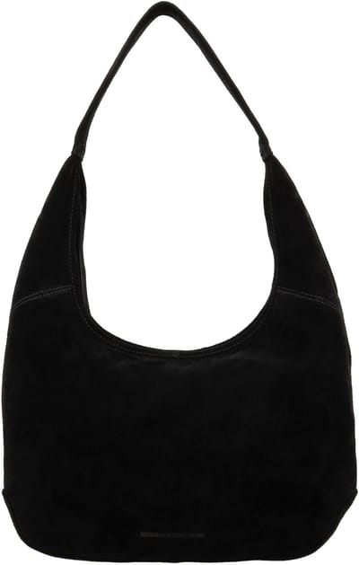 Hide & Stitches Brazos Schoudertas - Buidel - Hobo - Tas - Suede - Leer - Shopper - Leren Dames Tas - Zwart