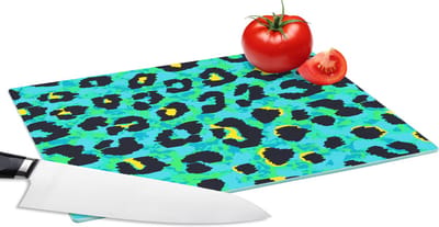 Glazen Snijplank - 28x20 - Panterprint - Neon - Dieren - Design - Snijplanken Glas