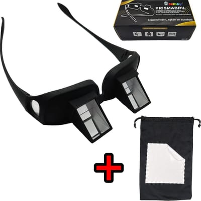 Skibby prisma bril - lazy glasses - luie leesbril - prismabril hoek van 90 graden om te lezen - Horizontale Lig Leesbril voor In Bed - POV bril - lig bril - vaderdag cadeau - te combineren met bril op sterkte