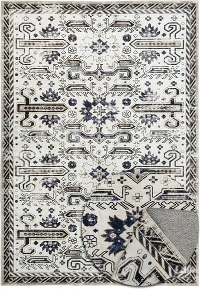 Vintage Oosters Tapijt - Zacht - Machinewasbaar Vloerkleed - Antislip - Premium Polyester Vezels - Wit - 120cm x 160cm
