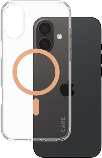 CARE by PanzerGlass Urban Combat Case geschikt voor MagSafe geschikt voor iPhone 16 Plus - Peachy