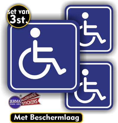 Jerma - Rolstoel toegankelijk - Stickers - Set 3 - 1 van 15 cm - 2 van 10 cm - Zelfklevend - Vinyl