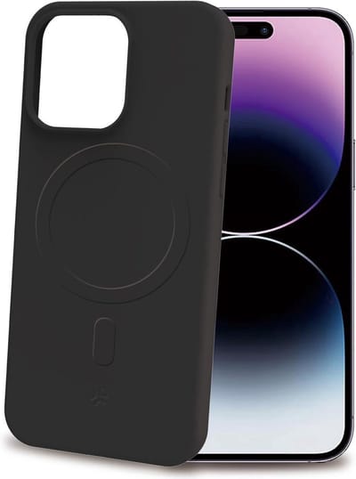 Celly Cromo Siliconen hoesje - Geschikt voor Apple iPhone 15 Pro Max - TPU Back Cover - Microfiber - Zwart