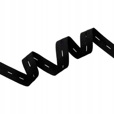 Zwarte elastische knoopsluiting 15 mm - 5 m | Kwaliteit I